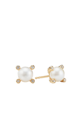 Pearl Stud Earrings, 18k Gold  & Diamond